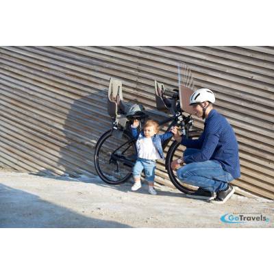 Przedni fotelik rowerowy Bobike Mini Exclusive Plus z osłoną Safari Chic