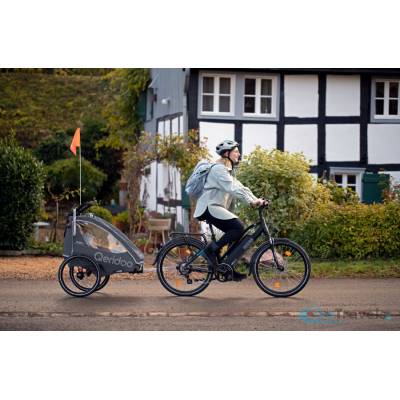 Przyczepka rowerowa, wózek Qeridoo QUPA2 Lime dla dwójki dzieci
