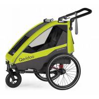 Przyczepka rowerowa, wózek Qeridoo Sportrex2 Lime green dla dwójki dzieci - Model 2023r.