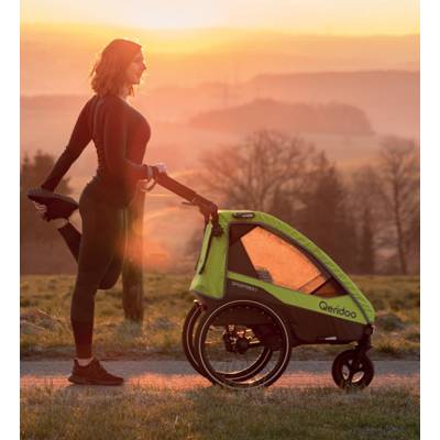 Przyczepka rowerowa, wózek Qeridoo Sportrex2 Forest Green dla dwójki dzieci