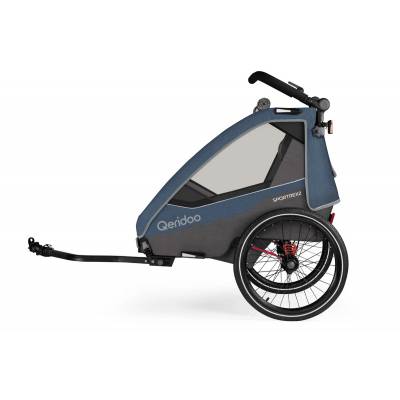 Przyczepka rowerowa, wózek Qeridoo Sportrex2 Jeans Blue dla dwójki dzieci